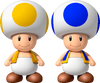 Artwork of Yellow Toad and Blue Toad from New Super Mario Bros. Wii.