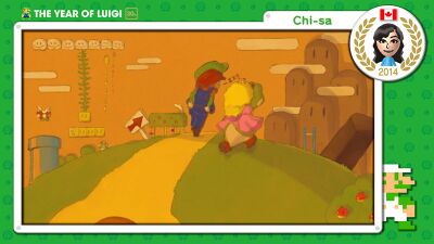 The Year of Luigi art submission created by Miiverse user Chi-sa and selected by Nintendo