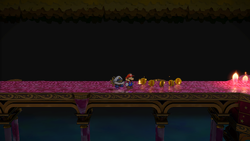 Mario after destroying the third firebar in Palace of Shadow of Paper Mario: The Thousand-Year Door for Nintendo Switch.