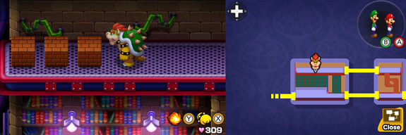 Blocks 63 to 65 in Peach's Castle of Mario & Luigi: Bowser's Inside Story + Bowser Jr.'s Journey.