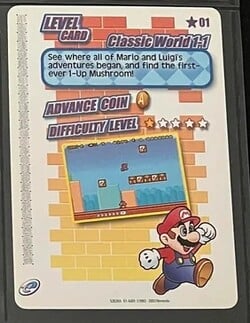 The American e-Reader card for Classic World 1-1 from Super Mario Advance 4