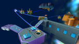 A screenshot of Chompworks Galaxy during the "Spring into the Chompworks" mission from Super Mario Galaxy 2.