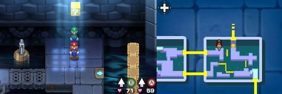 Ninth block in Toad Town of Mario & Luigi: Bowser's Inside Story + Bowser Jr.'s Journey.