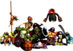 Artwork of the Kremling Krew from Donkey Kong Country 2: Diddy's Kong Quest.