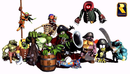 Artwork of the Kremling Krew from Donkey Kong Country 2: Diddy's Kong Quest.