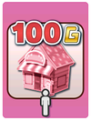 A Venture Card from Fortune Street indicating the ability for a player to spruce up a shop for 100G