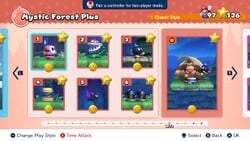 Screenshot of Mystic Forest Plus's level select screen from the Nintendo Switch version of Mario vs. Donkey Kong