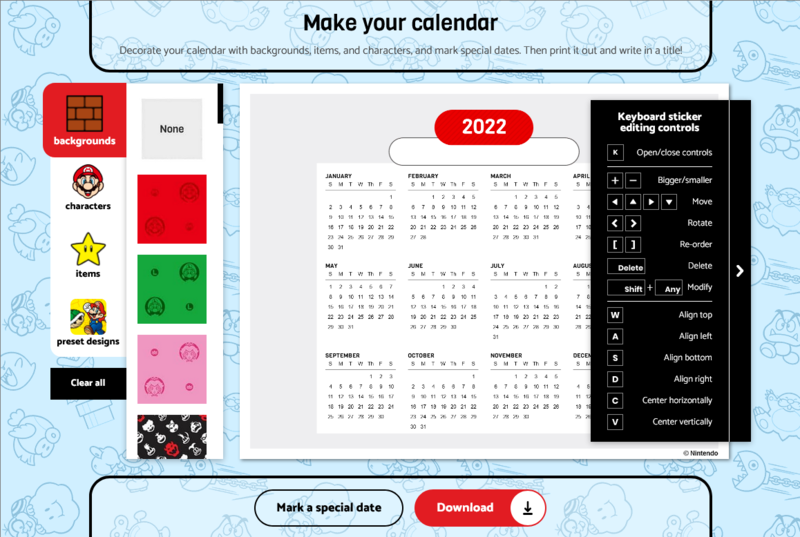 File:PN Mushroom Kingdom Calendar Creator 2022 edit screen w controls.png