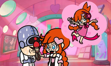 Penny telling her Grandpa her plans to become a pop-star in WarioWare Gold