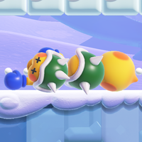 Squared screenshot of a green Pokipede from Super Mario Bros. Wonder.