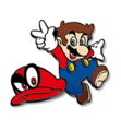 One of the pins for the Super Mario Bros. 35th Anniversary