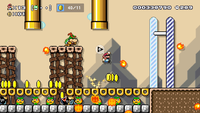 A desert theme in the Super Mario World style with various enemies