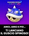 Picture of a Spiny Shell referencing its perceived role in disrupting friendships. Originally posted on Italian social media accounts operated by Nintendo.