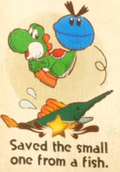 "Saved the small one from a fish." discovery from Nep-Enut Habitat in Yoshi and the Mysterious Book