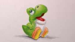 Drawing of a Baby Yoshi as seen on the E3 2014 trailer for Art Academy: Home Studio
