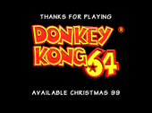 The title screen from Donkey Kong 64s kiosk demo.