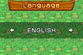 The language selection screen in the options menu (Europe only)