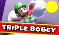 Luigi receiving a Triple Bogey
