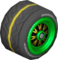 The StdWii_BlackGreenYellow tires from Mario Kart Tour