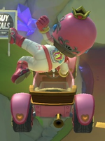 The Peach Mii Racing Suit performing a trick.