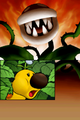 The enraged Piranha Plant, with Wiggler looking shocked