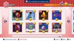 Screenshot of Expert's level select screen from the Nintendo Switch version of Mario vs. Donkey Kong