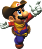Artwork of Mario dressed as a cowboy, from Mario Party 2.