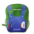 Mentadent backpack with a design based on Luigi's overalls