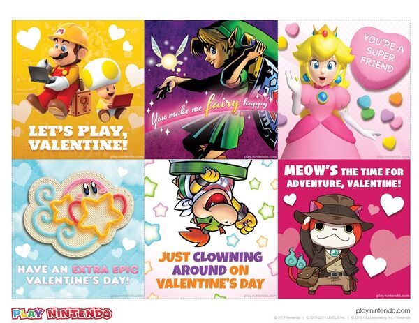 Printable Nintendo-themed Valentine's Day cards