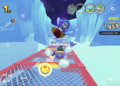 Ice Balls orbiting around Penguin Mario in Mario Kart Tour