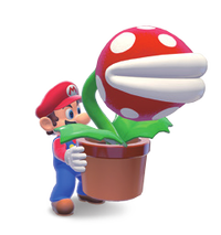 SM3DW Mario Holding Plant Artwork.png