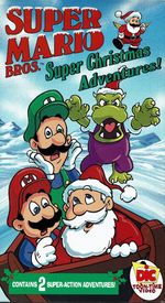 The front and back covers for Super Mario Bros. Super Christmas Adventures!