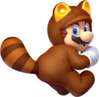 Artwork of Tanooki Mario from Super Mario 3D World.