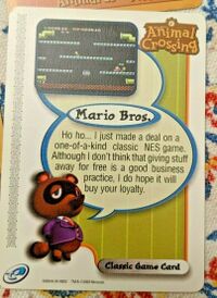 Back of e-Reader card to access Mario Bros. in Animal Crossing. Released on May 12, 2003.