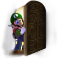 Luigi coming out of a door