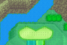 The green from Hole 11 of the Mushroom Course from Mario Golf: Advance Tour
