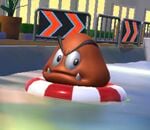 A Goomba in a floaty in Mario Kart Tour