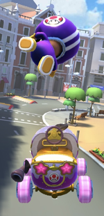 Purple Toad (Pit Crew) performing a trick.