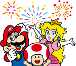 Mario, Princess Peach, and Toad.