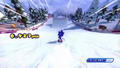 Sonic competing in snowboarding.