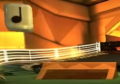 A Note Block next to a ramp in Mario Kart 8
