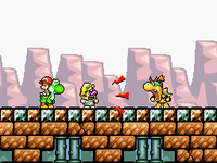 Baby Wario and Baby Bowser arguing in Yoshi's Island DS