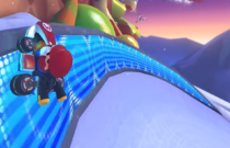 The half-pipe on Merry Mountain in Mario Kart 8 Deluxe