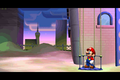Mario steps onto the elevator
