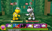 Screenshot of World 2-Tower, from Puzzle & Dragons: Super Mario Bros. Edition.