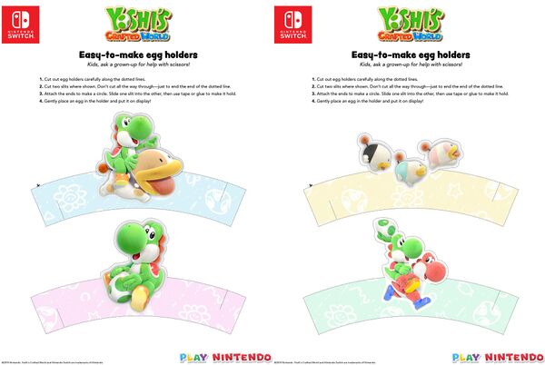 Printable sheets for Yoshi's Crafted World-inspired egg holders