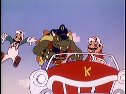 Scene where "Rock Around the Clock" plays as Super Mario and Luigi put a stop to Kool Koopa's plans.