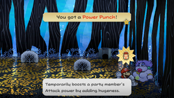 Mario getting a Power Punch from a bush in The Great Tree of Paper Mario: The Thousand-Year Door for Nintendo Switch.