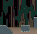 The background of Round 4 of Puzzle Mode in the SNES version (left), modeled off the background of Chocolate Island 4 (right).