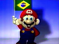 Mario in a Brazilian advertisement for Playtronic, the company responsible for distributing Nintendo products in Brazil.